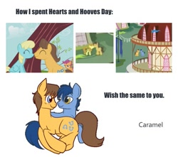 Size: 475x419 | Tagged: safe, edit, edited screencap, screencap, blues, caramel, carrot top, golden harvest, noteworthy, sassaflash, hearts and hooves day (episode), bisexual, bisexuality, caraflash, caratop, caraworthy, gay, hearts and hooves day, infidelity, male, shipping, straight, text