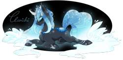 Size: 1024x500 | Tagged: safe, artist:clarichi, oc, oc only, oc:elune, original species, pond pony, eyes closed, solo