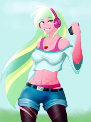 Size: 1500x2000 | Tagged: safe, artist:sketch-bro, lemon zest, equestria girls, abs, belly button, clothes, midriff, panties, pink underwear, shorts, solo, underwear