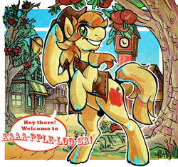 Size: 830x776 | Tagged: safe, artist:keldeos, braeburn, apple, appleloosa, solo