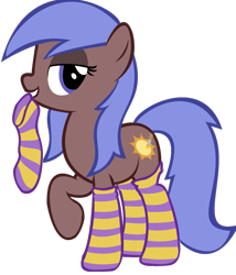 Size: 827x965 | Tagged: safe, artist:ilanahooves, oc, oc only, earth pony, pony, clothes, mouth hold, socks, solo, striped socks