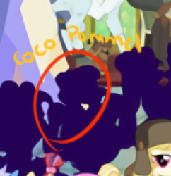 Size: 458x474 | Tagged: safe, screencap, coco pommel, march gustysnows, spoiler:s05, hat, silhouette, ushanka