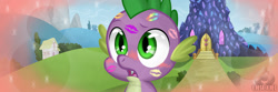 Size: 1200x397 | Tagged: safe, artist:obcor, spike, dragon, cute, female, implied applespike, implied flutterspike, implied pinkiespike, implied rainbowspike, implied shipping, implied sparity, implied straight, implied twispike, kiss mark, lipstick, male, spike gets all the mares, straight