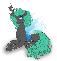 Size: 900x963 | Tagged: safe, artist:akuoreo, oc, oc only, oc:ebony, changeling, changeling queen, fanfic:a voice among the strangers, changeling queen oc, female, solo