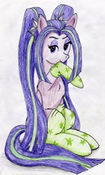 Size: 2041x3393 | Tagged: safe, artist:40kponyguy, derpibooru exclusive, aria blaze, pegasus, pony, ariabetes, clothes, cute, ponified, socks, solo, traditional art