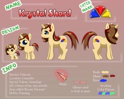 Size: 1280x1024 | Tagged: safe, artist:wetfox, oc, oc only, oc:krystal shard, pony, unicorn, cutie mark, female, filly, foal, magic, mare, raised tail, reference sheet