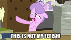 Size: 640x361 | Tagged: safe, edit, edited screencap, screencap, diamond tiara, ponyville confidential, caption, fetish, image macro, juxtaposition bait, meme, reaction image