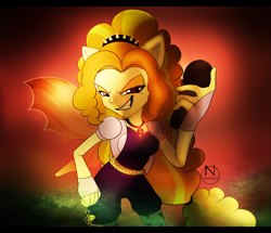 Size: 2500x2150 | Tagged: safe, artist:n-steisha25, adagio dazzle, equestria girls, fin wings, grin, looking at you, microphone, ponied up, smiling, solo, transformation