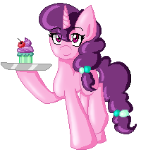 Size: 200x215 | Tagged: safe, artist:blairchan231, sugar belle, cupcake, pixel art, solo, tray