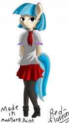 Size: 1024x1820 | Tagged: safe, artist:red-flareon, coco pommel, anthro, clothes, skirt, solo