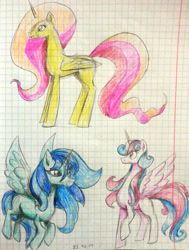 Size: 2128x2819 | Tagged: safe, artist:colossalstinker, oc, oc only, alicorn, pony, alicorn oc, graph paper, solo, traditional art