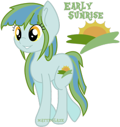 Size: 898x948 | Tagged: safe, artist:matteglaze, oc, oc only, oc:early sunrise, earth pony, pony, adoptable, cute, cutie mark, female, mare, reference sheet, simple background, solo, transparent background