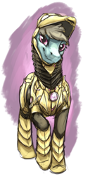 Size: 500x1000 | Tagged: safe, artist:blindcoyote, beauty brass, armor, brassmare, iron man, looking at you, power armor, powered exoskeleton, smiling