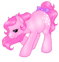 Size: 950x1000 | Tagged: safe, artist:socialbutter, cotton candy (g1), g1, solo, tail bow