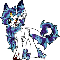 Size: 2790x2796 | Tagged: safe, artist:iroxykun, oc, oc only, oc:phasma, original species, unicorn, blood, custom, fangs, female, horn, lutei, piercing