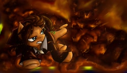 Size: 1024x593 | Tagged: safe, artist:tailzkipzigona, clothes, disney, jim hawkins, ponified, solo, treasure planet