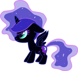 Size: 1300x1173 | Tagged: safe, artist:colossalstinker, nightmare moon, cute, filly, floppy ears, frown, glare, nightmare woon, simple background, solo, transparent background, vector, younger