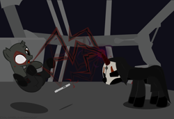 Size: 6250x4267 | Tagged: safe, artist:colorblindbrony, absurd resolution, broken horn, darth nihilus, darth sion, knights of the old republic, lightsaber, ponified, sith, star wars