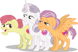 Size: 4521x3000 | Tagged: safe, artist:theshadowstone, apple bloom, scootaloo, sweetie belle, crusaders of the lost mark, cutie mark, cutie mark crusaders, elderly, long horn, old, older, simple background, the cmc's cutie marks, transparent background, vector