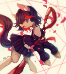 Size: 800x900 | Tagged: safe, artist:rt, gritted teeth, kill la kill, pixiv, ponified, ryuko matoi, scissor blade, senketsu, solo