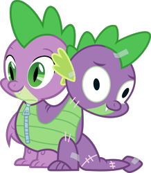 Size: 2704x3097 | Tagged: safe, artist:timelordomega, spike, dragon, scare master, clothes, costume, dragon costume, nightmare night, nightmare night costume, simple background, solo, transparent background, two heads, two-headed dragon, vector