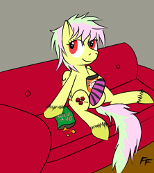 Size: 1280x1440 | Tagged: safe, artist:frecklesfanatic, oc, oc only, oc:pixel gum, dewrito, sofa