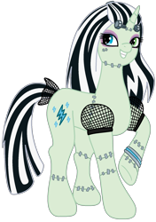 Size: 1294x1838 | Tagged: safe, artist:flamefyre1235, unicorn, bolts, crossover, frankenpony, frankenstein, frankie stein, monster high, ponified