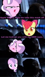 Size: 1264x2146 | Tagged: safe, apple bloom, diamond tiara, crusaders of the lost mark, anakin skywalker, arin hanson face, darth vader, frown, glare, luke skywalker, open mouth, return of the jedi, smiling, star wars, wide eyes