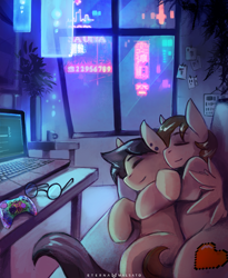 Size: 904x1100 | Tagged: safe, artist:foxinshadow, oc, oc only, cuddling, glasses, night, notebook, sleeping, snuggling