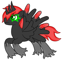 Size: 660x650 | Tagged: safe, artist:silverromance, oc, oc only, oc:requiem the nightmare alicorn, alicorn, original species, alicorn oc, multiple horns, multiple wings, solo, unshorn fetlocks