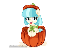 Size: 1761x1371 | Tagged: safe, artist:xwhitedreamsx, coco pommel, alternate costumes, cocobetes, cute, pumpkin, solo