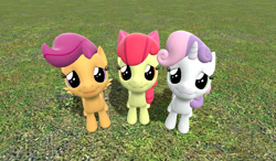 Size: 1024x600 | Tagged: safe, artist:dragonboi471, apple bloom, scootaloo, sweetie belle, 3d, adorabloom, cute, cutealoo, cutie mark crusaders, diasweetes, gmod