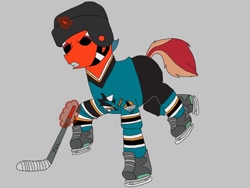 Size: 1024x768 | Tagged: safe, artist:raritysstallion, artist:rsdraws, oc, oc only, oc:sfan, digital art, hockey, ice hockey, nhl, san jose sharks, sharks, solo, sports