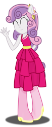Size: 546x1324 | Tagged: safe, artist:deannaphantom13, sweetie belle, equestria girls, clothes, cute, dress, eared humanization, eyes closed, fall formal outfits, ponied up, simple background, smiling, solo, transparent background, waving