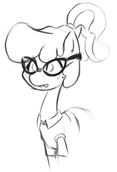 Size: 1280x1885 | Tagged: safe, artist:taps, frazzle rock, adorkable, cute, dork, frazzlebetes, glasses, sketch, solo