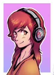 Size: 596x822 | Tagged: safe, oc, oc only, oc:maría teresa de los ponyos paguetti, human, headphones, humanized, humanized oc, solo