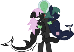 Size: 3546x2496 | Tagged: safe, artist:plone, oc, oc only, oc:anon, oc:swirl, oc:tidal, original species, shark pony, /mlp/, :i, hug