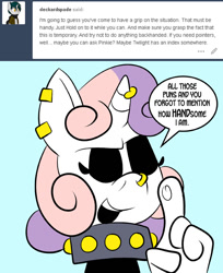 Size: 576x706 | Tagged: safe, artist:pembroke, sweetie belle, comic, dialogue, hand, meanie belle, pun, solo