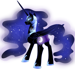 Size: 1000x942 | Tagged: safe, artist:cultmastersleet, nightmare moon, both cutie marks, looking at you, looking back, nightmare moonbutt, plot, smiling, solo