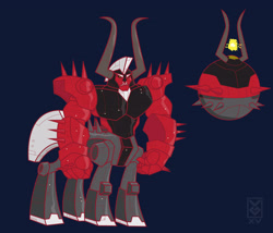 Size: 3300x2829 | Tagged: safe, artist:inspectornills, lord tirek, centaur, robot, crossover, mark acheson, solo, transformers, unicron, voice actor joke