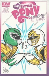 Size: 1205x1870 | Tagged: safe, artist:ponygoddess, cover, dragon ranger, duality, gosei sentai dairanger, green ranger, kibaranger, kyouryuu sentai zyuranger, mighty morphin power rangers, ponified, power rangers, super sentai, tommy oliver (power rangers), white ranger