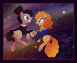 Size: 618x504 | Tagged: safe, artist:lissystrata, doctor whooves, pony, clothes, doctor who, hat, male, ponified, river song, stallion, stars