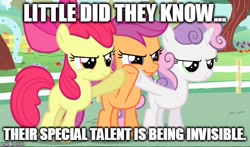 Size: 568x335 | Tagged: safe, screencap, apple bloom, scootaloo, sweetie belle, cutie mark crusaders, meme