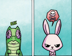 Size: 836x648 | Tagged: safe, idw, angel bunny, gummy, spoiler:comic, spoiler:comic31, angel is a bunny bastard, skull and crossbones