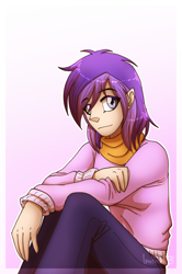 Size: 900x1353 | Tagged: safe, artist:inuhoshi-to-darkpen, amethyst star, sparkler, human, clothes, humanized, neckerchief, pants, solo, sweater