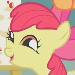 Size: 400x400 | Tagged: safe, screencap, apple bloom, call of the cutie, cropped, solo