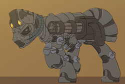 Size: 3653x2465 | Tagged: safe, artist:noxy, oc, oc only, oc:steelhooves, earth pony, pony, fallout equestria, power armor, steel ranger