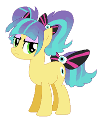 Size: 386x467 | Tagged: safe, artist:babypaste, pixel pizazz, pony, equestria girls, rainbow rocks, equestria girls ponified, ponified, solo