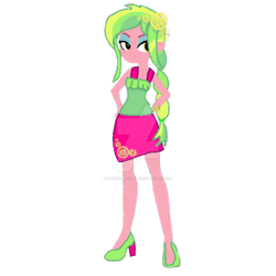 Size: 1024x1024 | Tagged: safe, artist:mlpartblossom, lemon zest, equestria girls, alternate hairstyle, clothes, hand on hip, high heels, jpg artifacts, shoes, simple background, skirt, transparent background, watermark