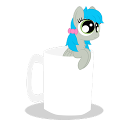 Size: 1024x1024 | Tagged: safe, artist:noponespecial, oc, oc only, oc:darcy sinclair, bow, chibi, coffee, cute, hair bow, simple background, transparent background